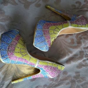 NIB MASCOTTE RHINESTONE PLATFORM 6 INCH HEEL